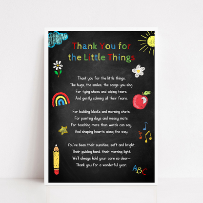 Nursery Print | Thank You For The Little Things | Nursery Staff Print | Nursery Leaving Gift