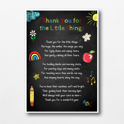 Nursery Print | Thank You For The Little Things | Nursery Staff Print | Nursery Leaving Gift