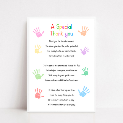 Nursery Print | A Special Thank You | Nursery Staff Print | Nursery Leaving Gift