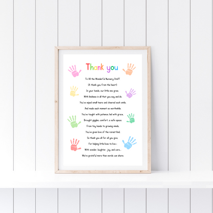 Nursery Print | Thank You | Nursery Staff Print | Nursery Leaving Gift