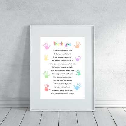 Nursery Print | Thank You | Nursery Staff Print | Nursery Leaving Gift