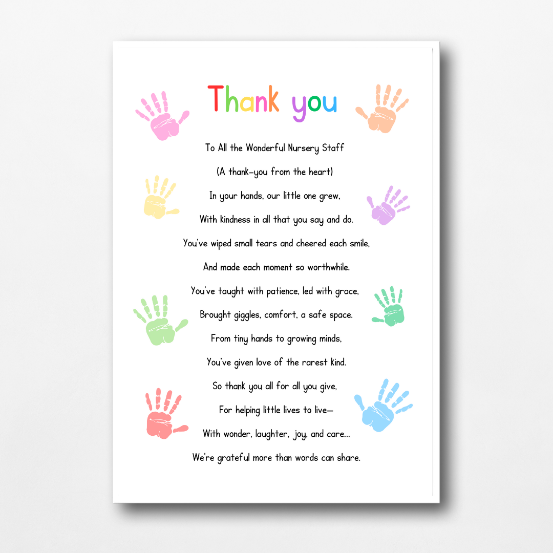 Nursery Print | Thank You | Nursery Staff Print | Nursery Leaving Gift