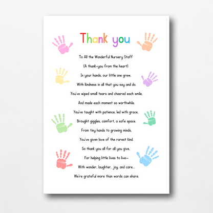 Nursery Print | Thank You | Nursery Staff Print | Nursery Leaving Gift