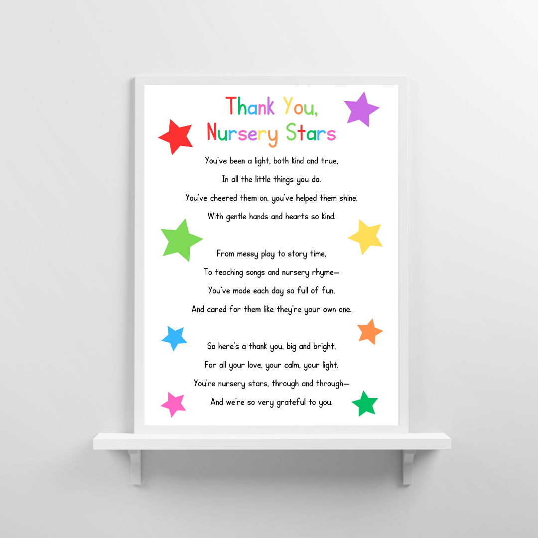 Nursery Print | Thank You Nursery Stars | Nursery Staff Print | Nursery Leaving Gift