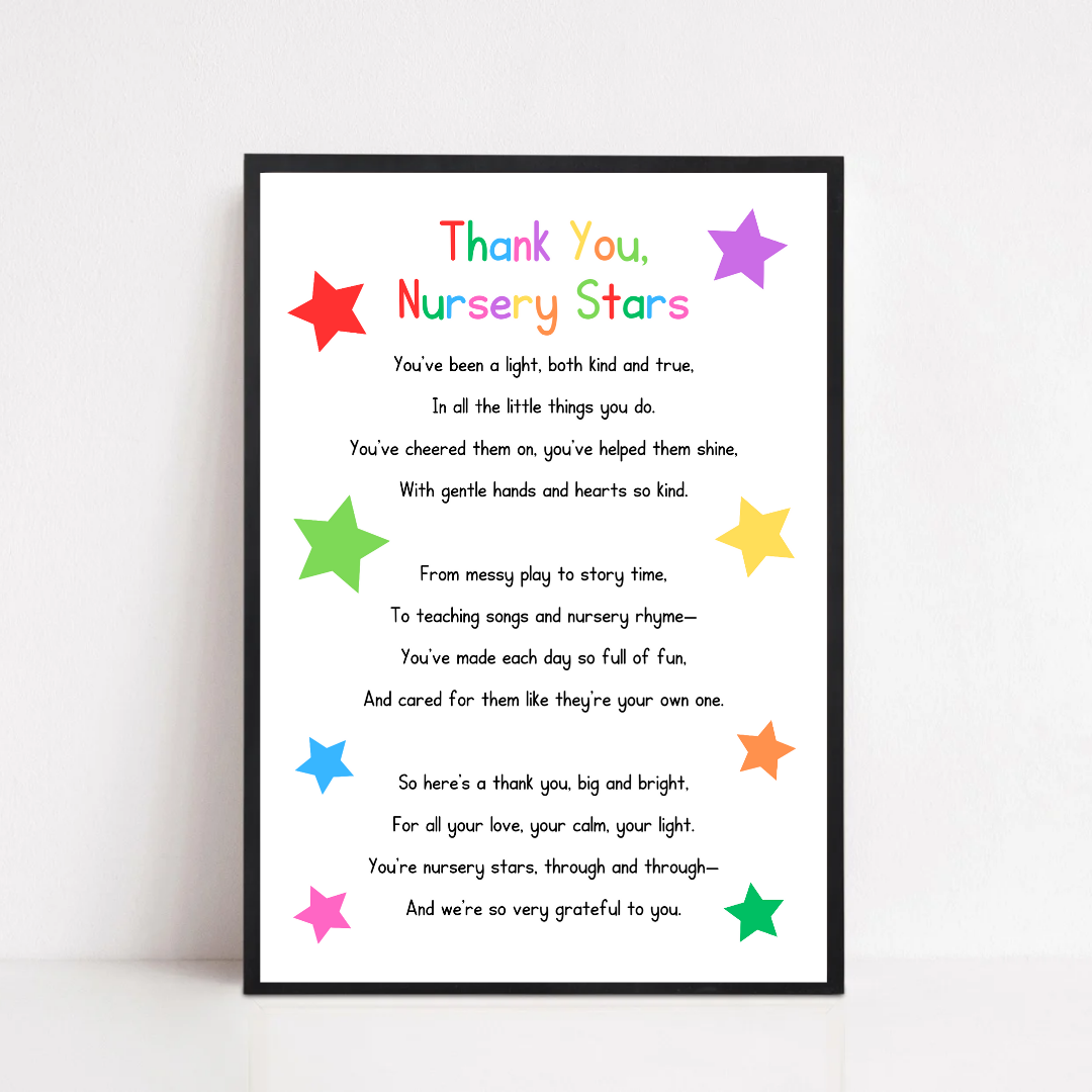 Nursery Print | Thank You Nursery Stars | Nursery Staff Print | Nursery Leaving Gift