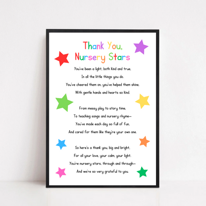 Nursery Print | Thank You Nursery Stars | Nursery Staff Print | Nursery Leaving Gift