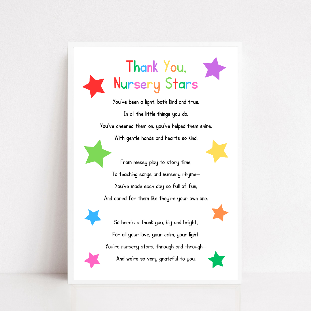 Nursery Print | Thank You Nursery Stars | Nursery Staff Print | Nursery Leaving Gift
