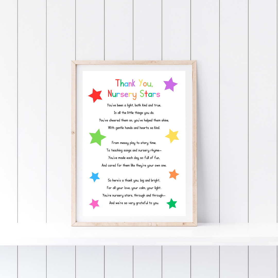 Nursery Print | Thank You Nursery Stars | Nursery Staff Print | Nursery Leaving Gift