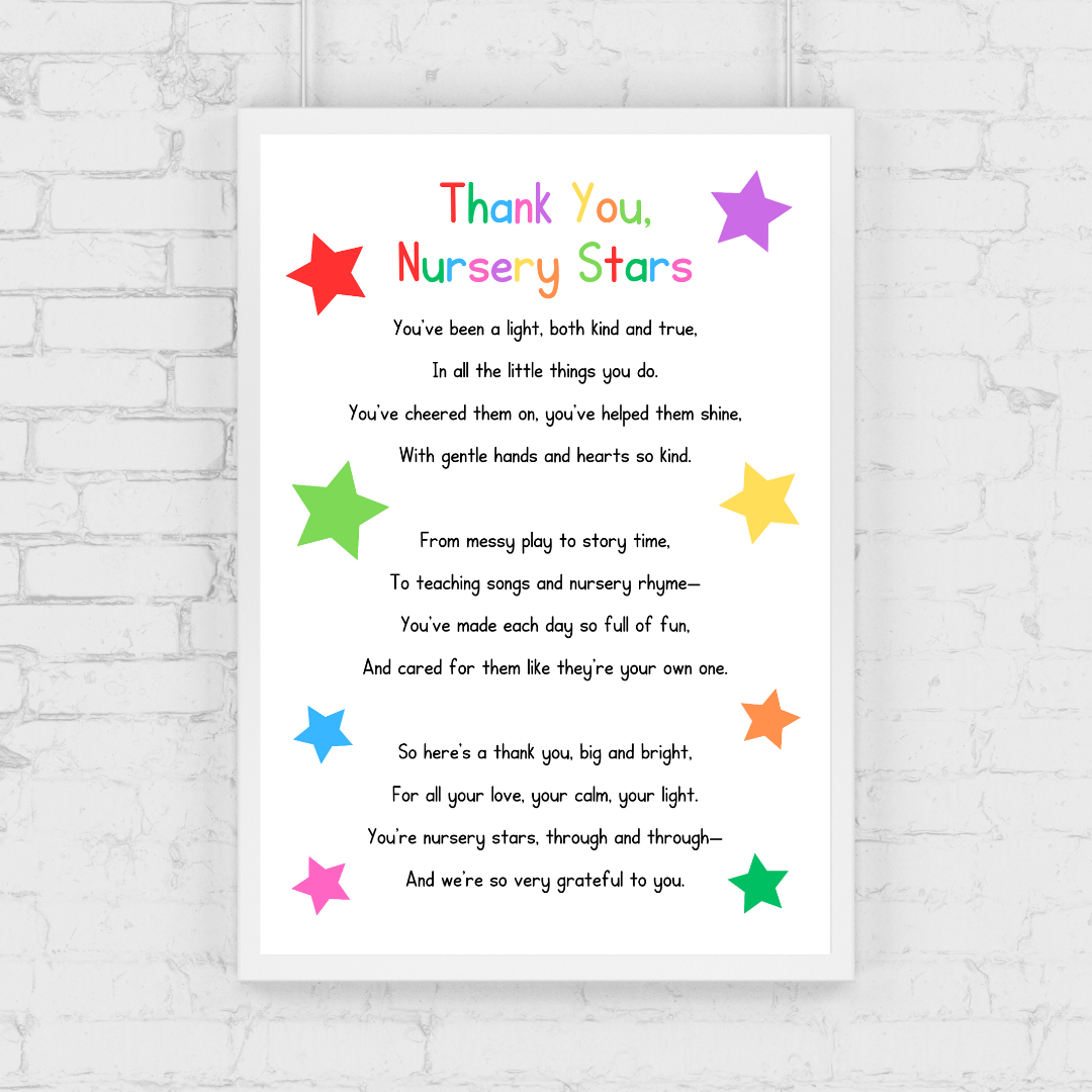 Nursery Print | Thank You Nursery Stars | Nursery Staff Print | Nursery Leaving Gift