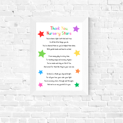 Nursery Print | Thank You Nursery Stars | Nursery Staff Print | Nursery Leaving Gift