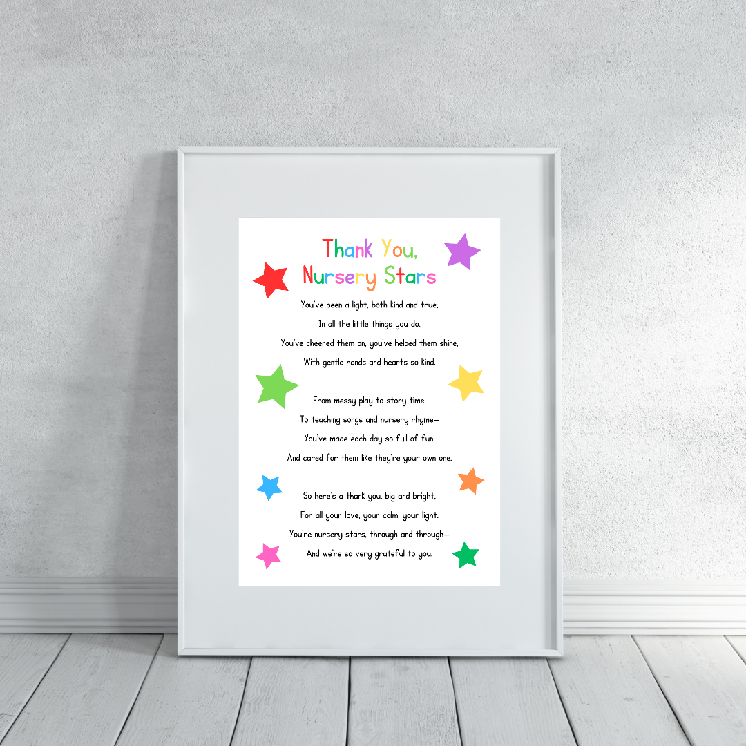 Nursery Print | Thank You Nursery Stars | Nursery Staff Print | Nursery Leaving Gift