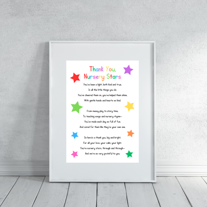 Nursery Print | Thank You Nursery Stars | Nursery Staff Print | Nursery Leaving Gift