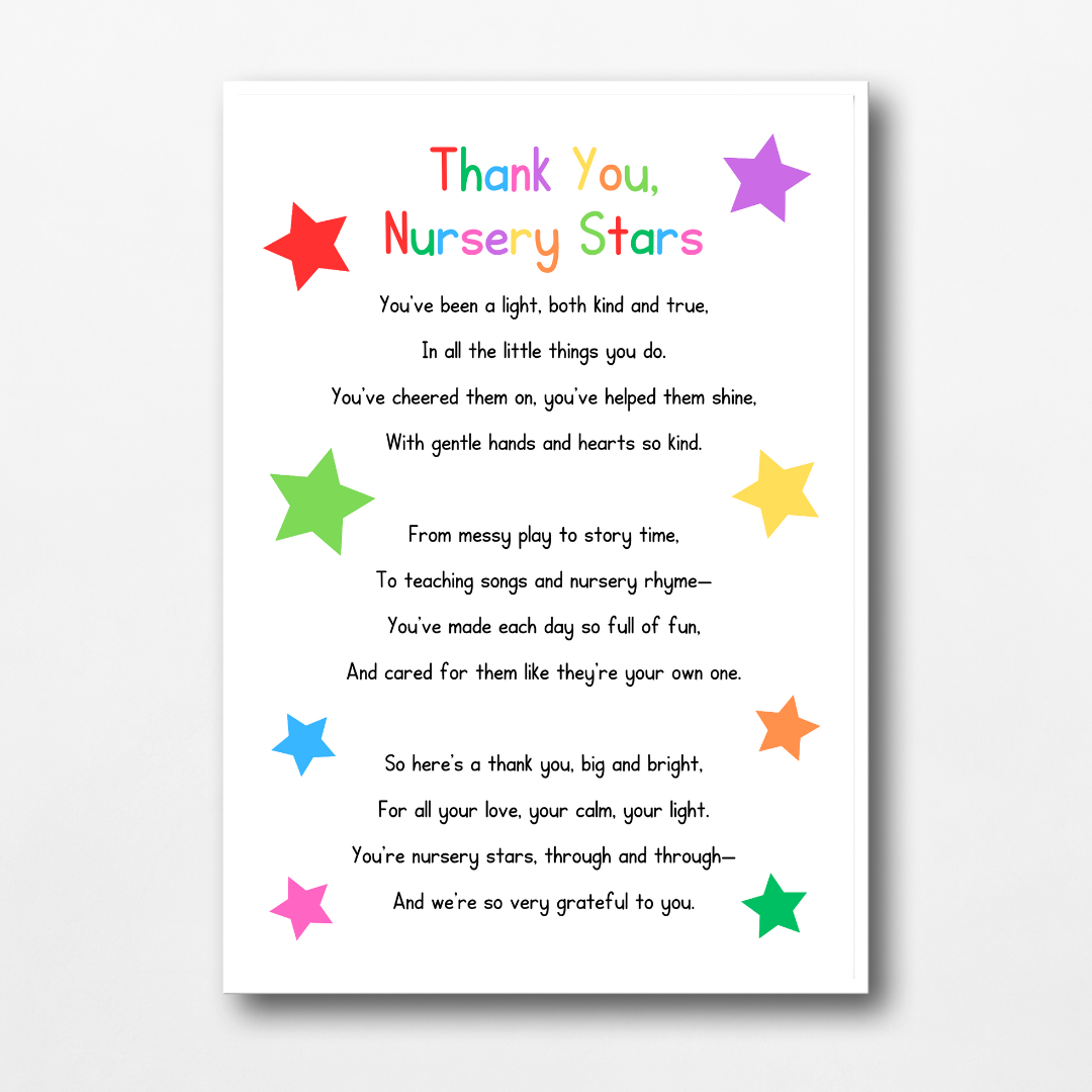 Nursery Print | Thank You Nursery Stars | Nursery Staff Print | Nursery Leaving Gift