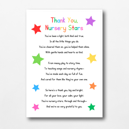 Nursery Print | Thank You Nursery Stars | Nursery Staff Print | Nursery Leaving Gift