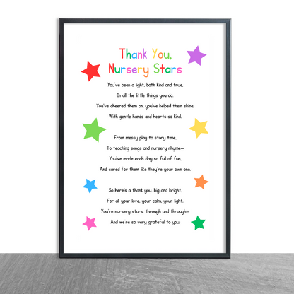 Nursery Print | Thank You Nursery Stars | Nursery Staff Print | Nursery Leaving Gift