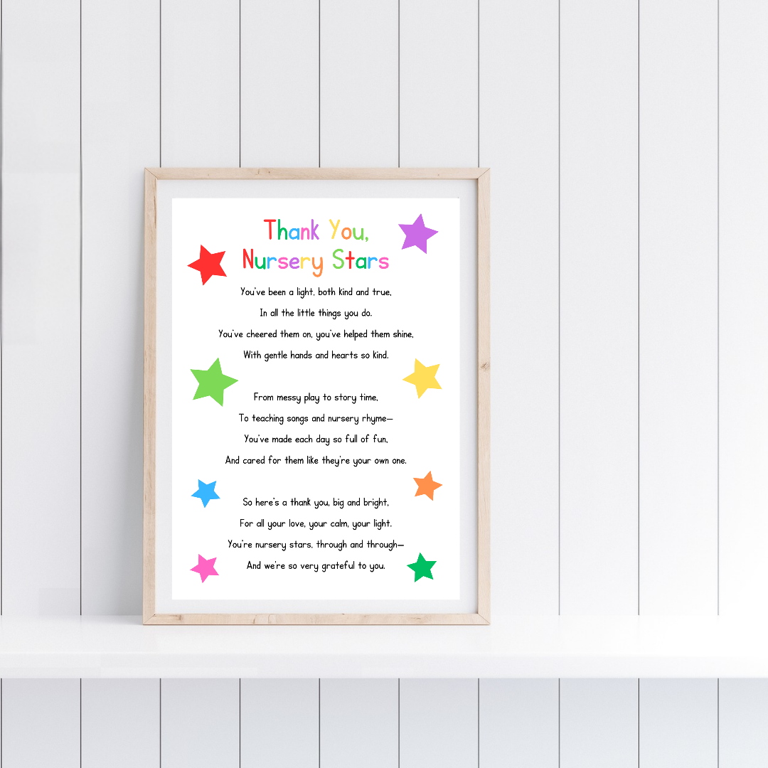 Nursery Print | Thank You Nursery Stars | Nursery Staff Print | Nursery Leaving Gift