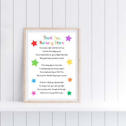 Nursery Print | Thank You Nursery Stars | Nursery Staff Print | Nursery Leaving Gift