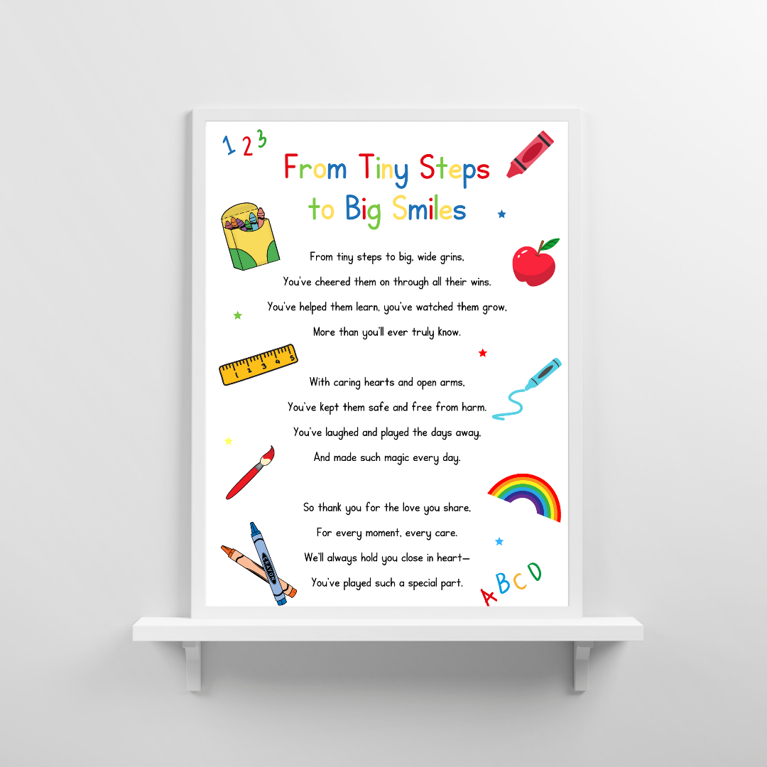Nursery Print | From Tiny Steps To Big Smiles | Nursery Staff Print | Nursery Leaving Gift