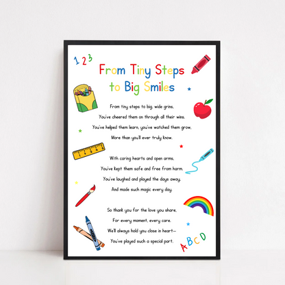 Nursery Print | From Tiny Steps To Big Smiles | Nursery Staff Print | Nursery Leaving Gift