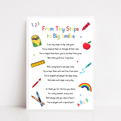 Nursery Print | From Tiny Steps To Big Smiles | Nursery Staff Print | Nursery Leaving Gift