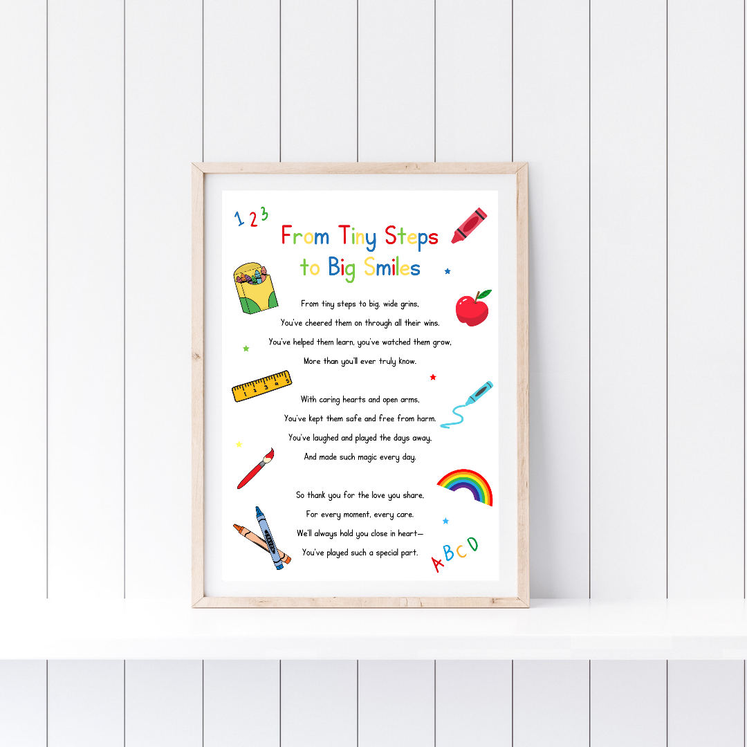 Nursery Print | From Tiny Steps To Big Smiles | Nursery Staff Print | Nursery Leaving Gift