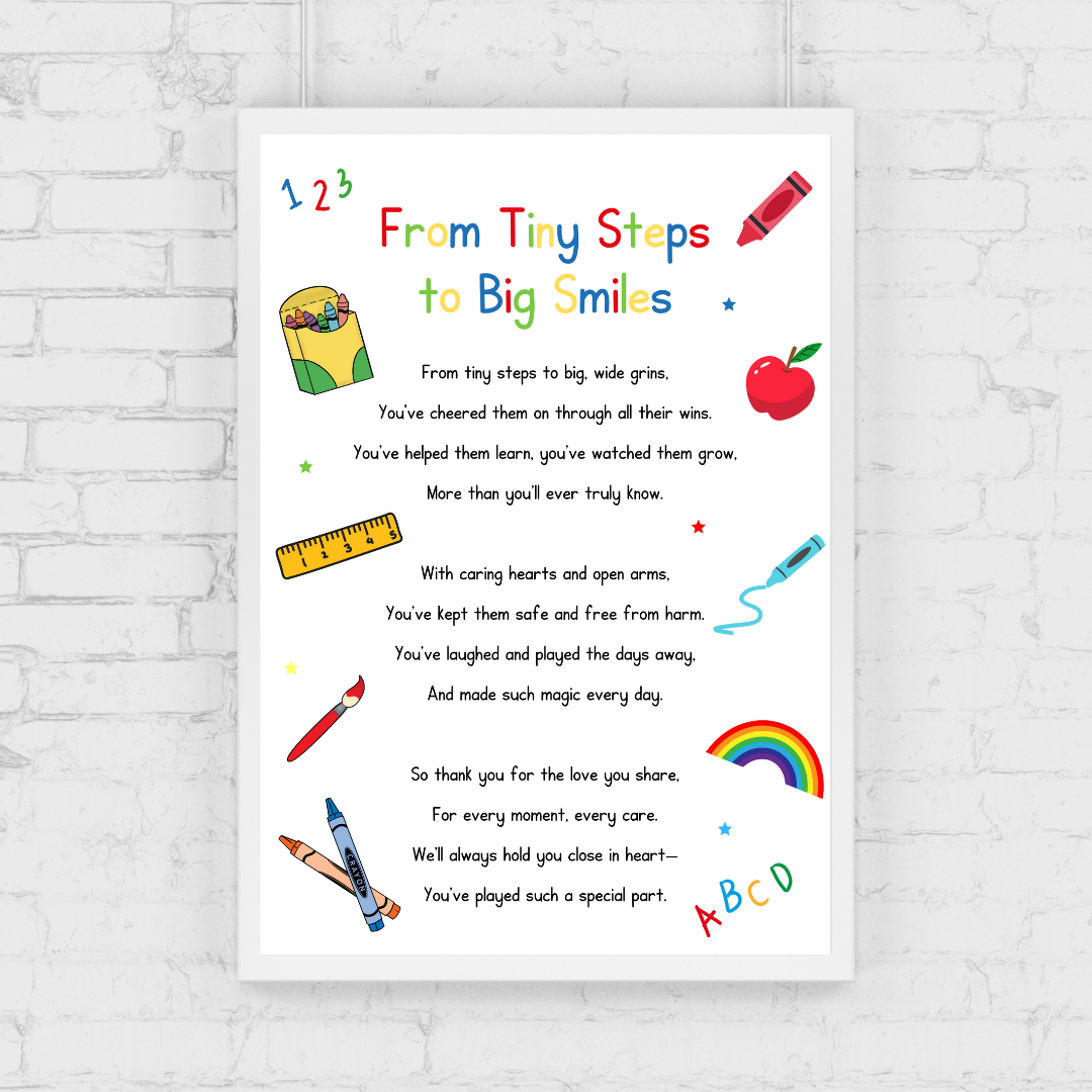 Nursery Print | From Tiny Steps To Big Smiles | Nursery Staff Print | Nursery Leaving Gift