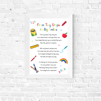 Nursery Print | From Tiny Steps To Big Smiles | Nursery Staff Print | Nursery Leaving Gift