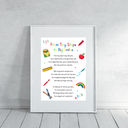 Nursery Print | From Tiny Steps To Big Smiles | Nursery Staff Print | Nursery Leaving Gift