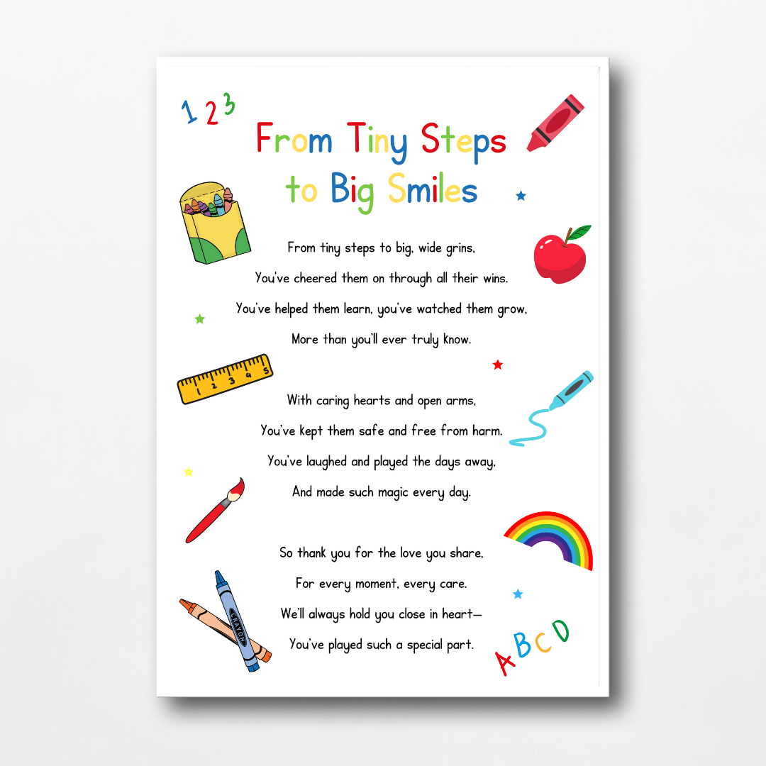Nursery Print | From Tiny Steps To Big Smiles | Nursery Staff Print | Nursery Leaving Gift