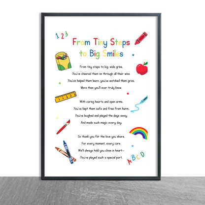 Nursery Print | From Tiny Steps To Big Smiles | Nursery Staff Print | Nursery Leaving Gift