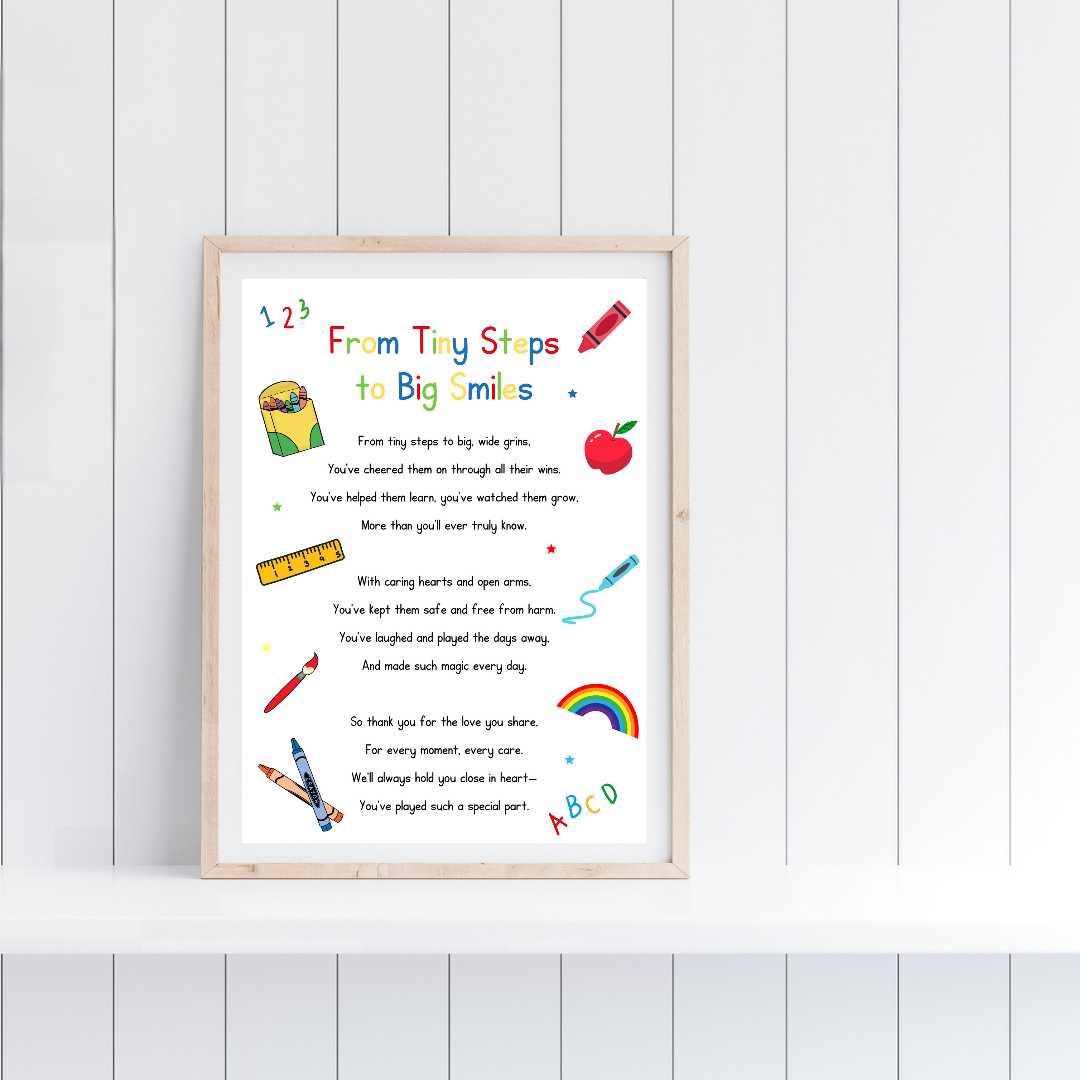 Nursery Print | From Tiny Steps To Big Smiles | Nursery Staff Print | Nursery Leaving Gift