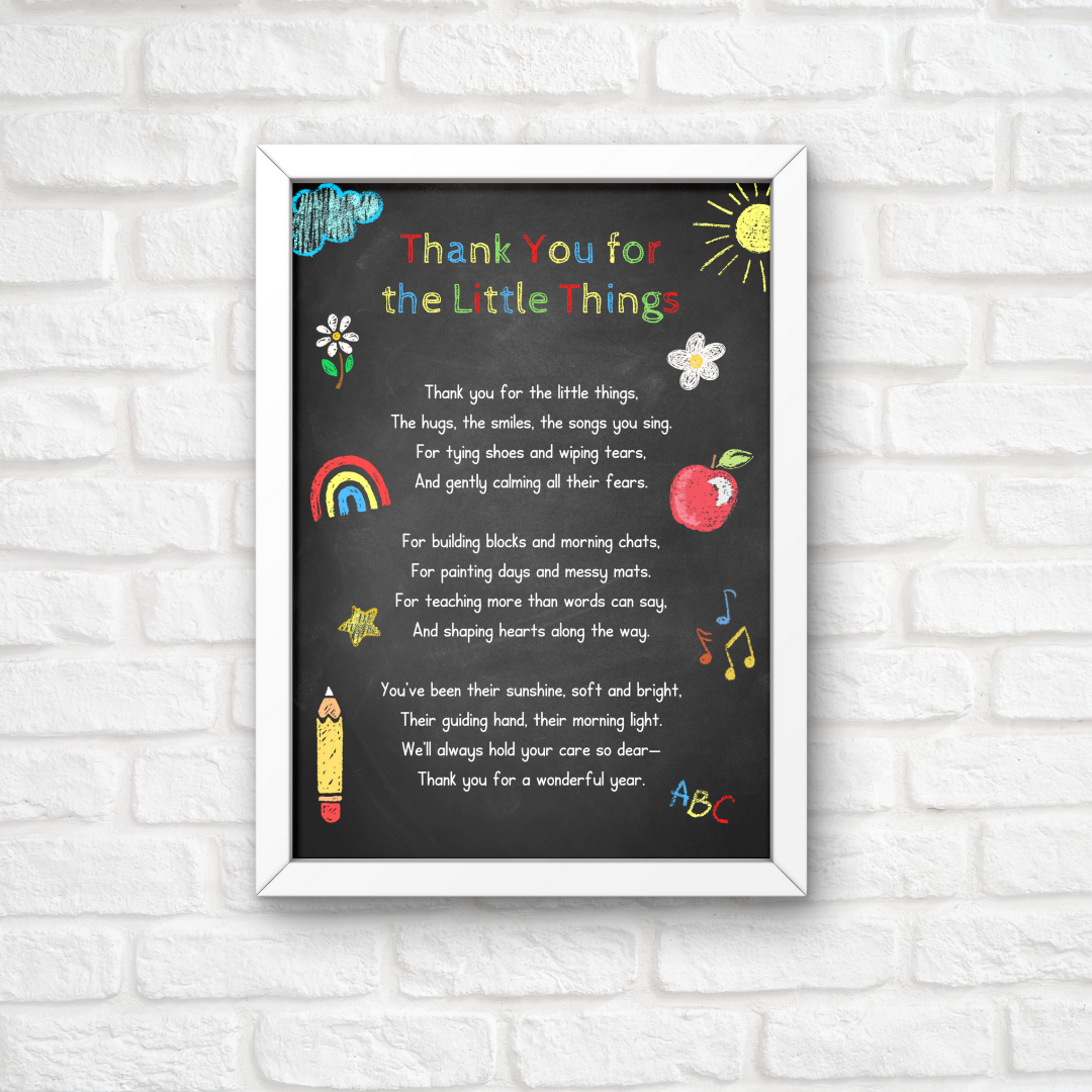 Nursery Print | Thank You For The Little Things | Nursery Staff Print | Nursery Leaving Gift
