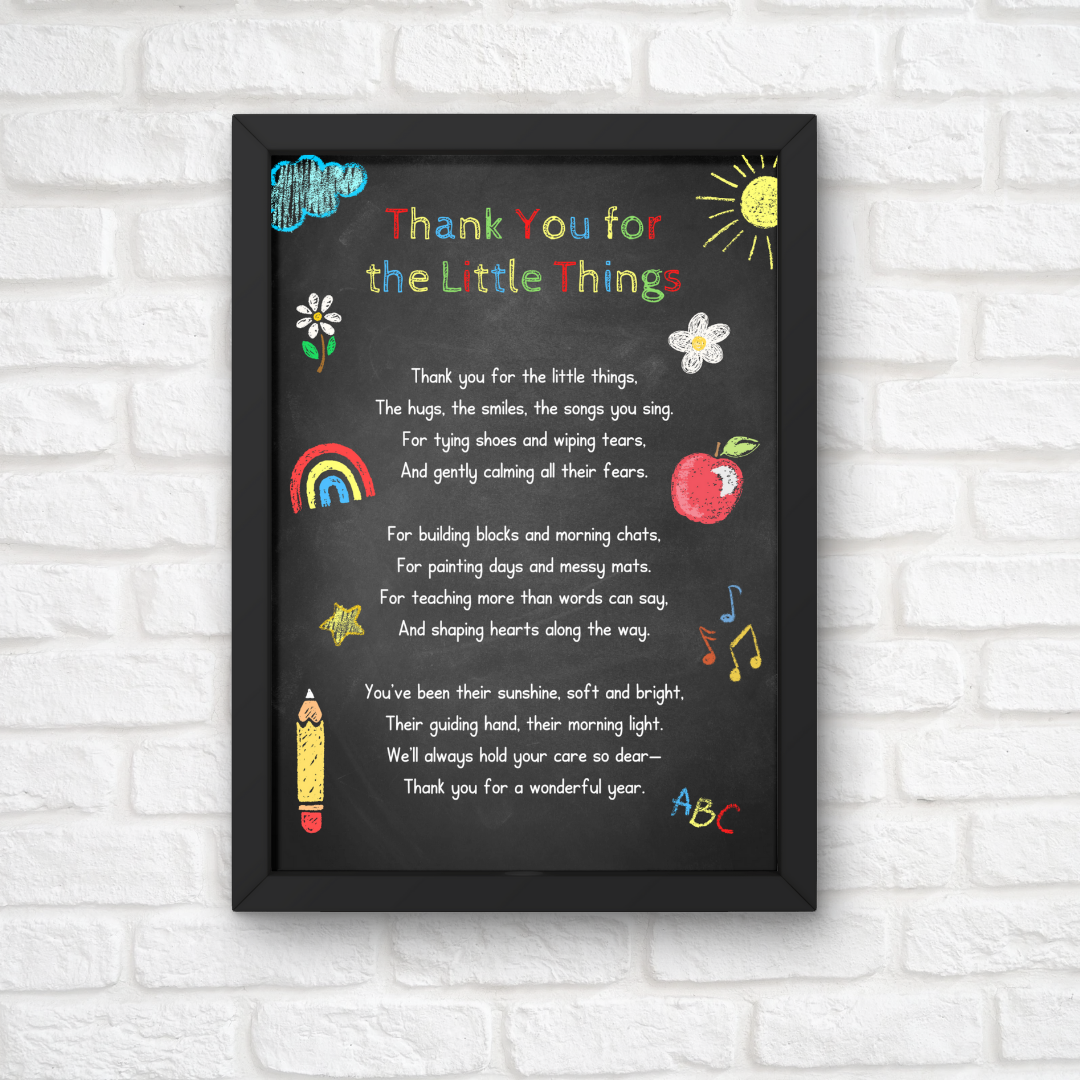 Nursery Print | Thank You For The Little Things | Nursery Staff Print | Nursery Leaving Gift