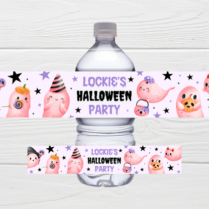 Juice Bottle Labels | Halloween Purple Ghost Labels | Water Bottle Stickers | Halloween Party | Party Stickers