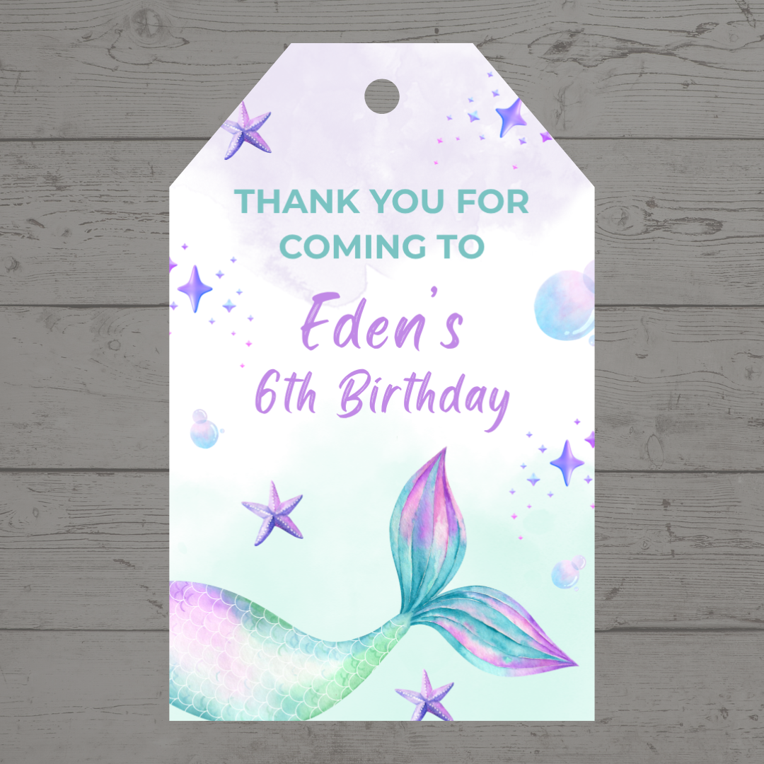 Mermaid Gift Tags | Mermaid Birthday Gift Tags | Rectangle Gift Tags - Dinky Designs