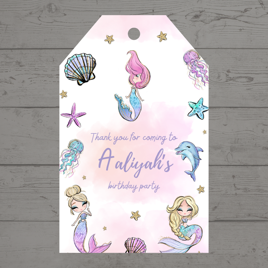 Mermaid Gift Tags | Mermaid Birthday Gift Tags | Circle Gift Tags | Mermaid Party Favours - Dinky Designs