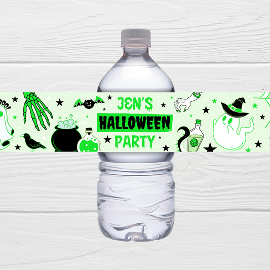 Juice Bottle Labels | Green Halloween Labels | Water Bottle Stickers | Halloween Party | Party Stickers