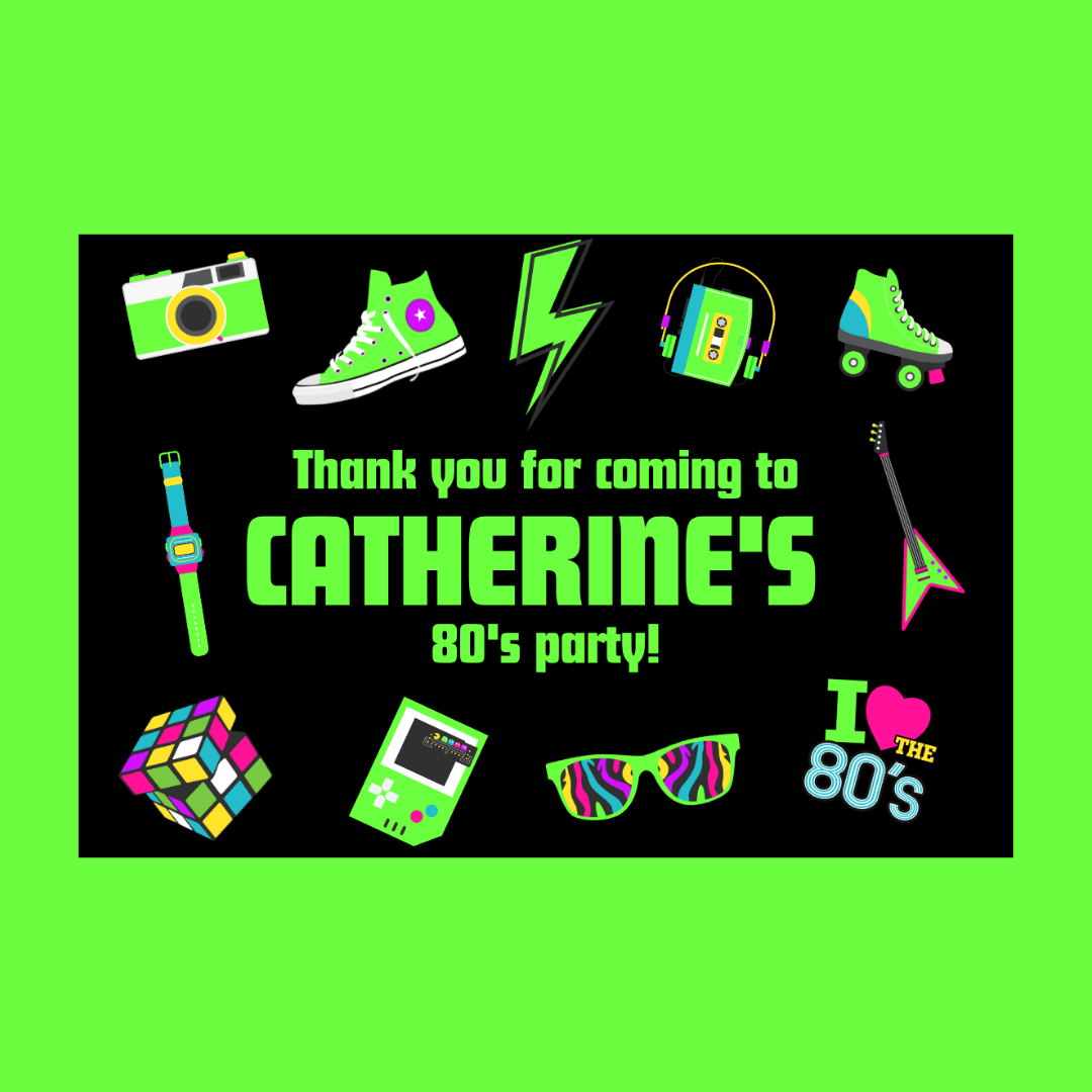 Rectangle Stickers | Party Stickers | 80's Party Stickers | Party Bag Stickers