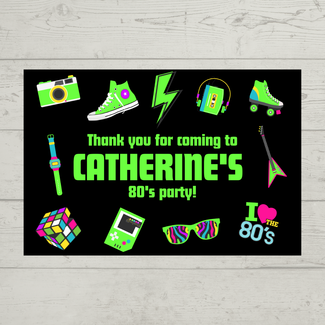 Rectangle Stickers | Party Stickers | 80's Party Stickers | Party Bag Stickers