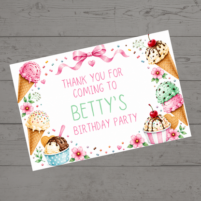 Rectangle Stickers | Ice Cream Party Stickers | Party Bag Stickers - Dinky Designs