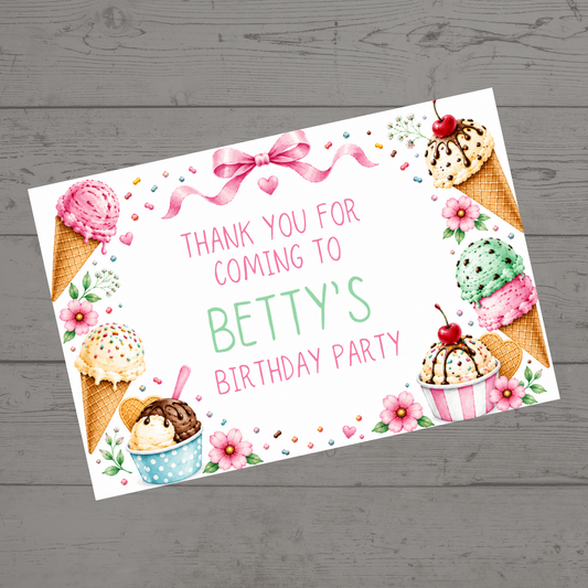 Rectangle Stickers | Ice Cream Party Stickers | Party Bag Stickers - Dinky Designs