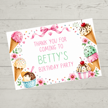 Rectangle Stickers | Ice Cream Party Stickers | Party Bag Stickers - Dinky Designs
