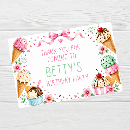 Rectangle Stickers | Ice Cream Party Stickers | Party Bag Stickers - Dinky Designs