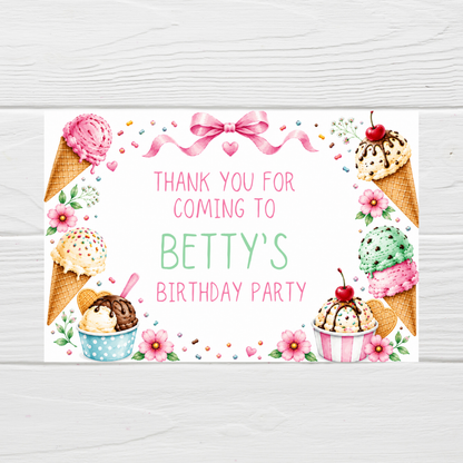 Rectangle Stickers | Ice Cream Party Stickers | Party Bag Stickers - Dinky Designs