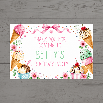 Rectangle Stickers | Ice Cream Party Stickers | Party Bag Stickers - Dinky Designs