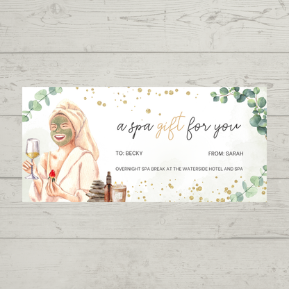 Surprise Ticket Print | Personalised Spa Day Break Ticket Voucher | Gift Idea
