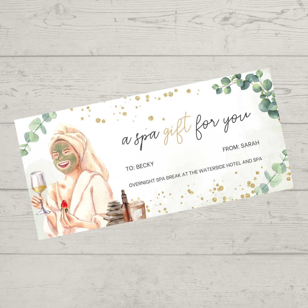 Surprise Ticket Print | Personalised Spa Day Break Ticket Voucher | Gift Idea