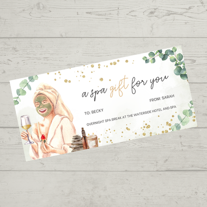 Surprise Ticket Print | Personalised Spa Day Break Ticket Voucher | Gift Idea