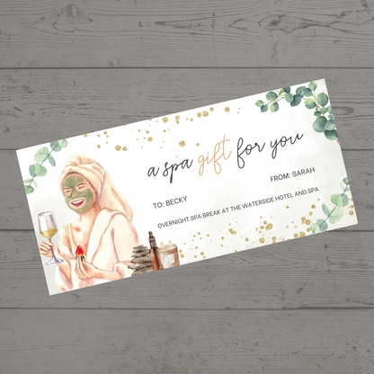 Surprise Ticket Print | Personalised Spa Day Break Ticket Voucher | Gift Idea