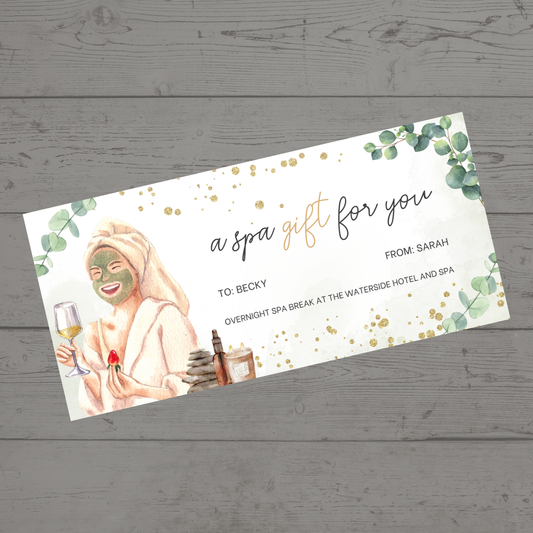 Surprise Ticket Print | Personalised Spa Day Break Ticket Voucher | Gift Idea